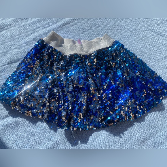 Justice Girls Blue and Silver Sequined Skort - Picture 1 of 2